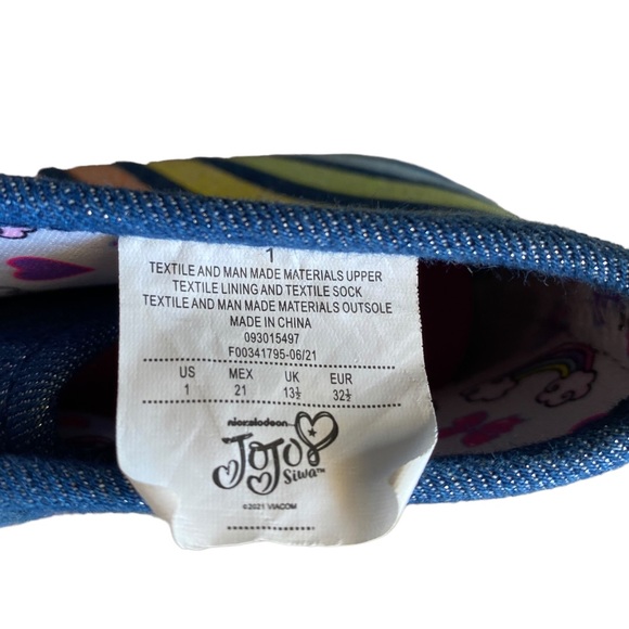 JoJo Siwa High Top Rainbow Denim Sneakers with Bow Size 1 Nickelodeon Girls - Picture 7 of 9